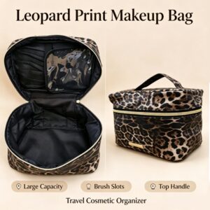 Makeup bag Leopard Print Leather Cosmetic Bag